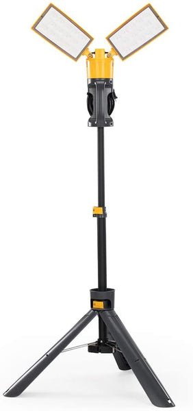 LUTEC 6290 3300 Lumen 36 Watt Dual-Head LED Work Light with Telescoping Tripod, Work Light with Stand Rotating Waterproof Lamps and 8 Ft 2-Prong Power Cord