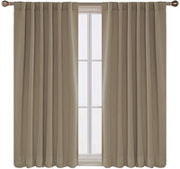 Deconovo Solid Back Tab and Rod Pocket Curtains Thermal Insulated Blackout Window Curtains for Kitchen 52x54 Inch Khaki 2 Panels